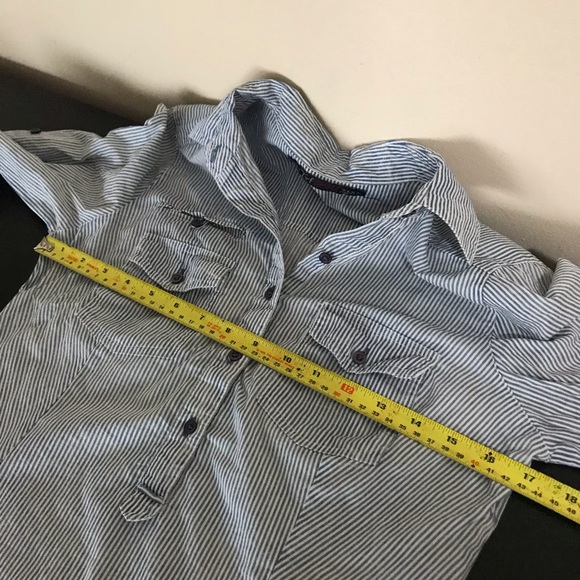 Zara Vertical Stripes 3/4 Button Up Shirt - Picture 8 of 9